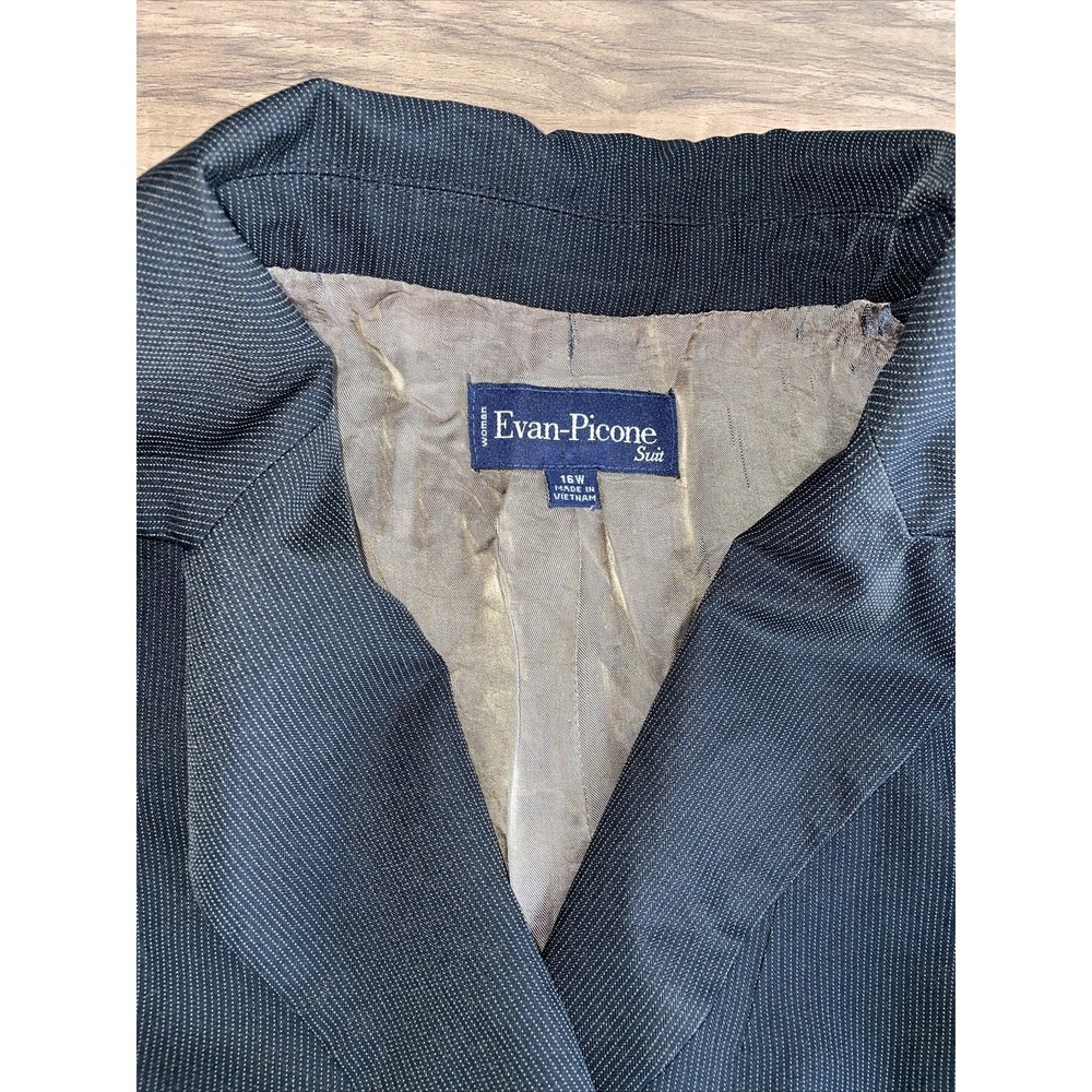 Evan Picone Suit One Button Down Blazer‎ Women's 16W Black - Picture 2 of 10